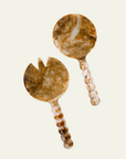Resin Salad Server Pair in Tortoiseshell - Bobbin Handles