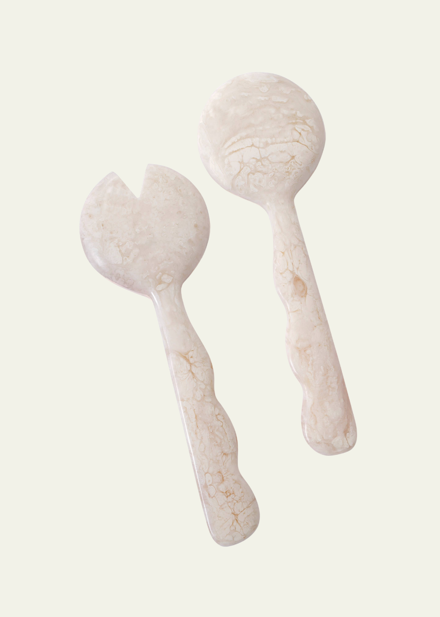 Resin Salad Server Pair in Vanilla