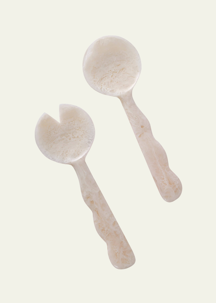 Resin Salad Server Pair in Vanilla