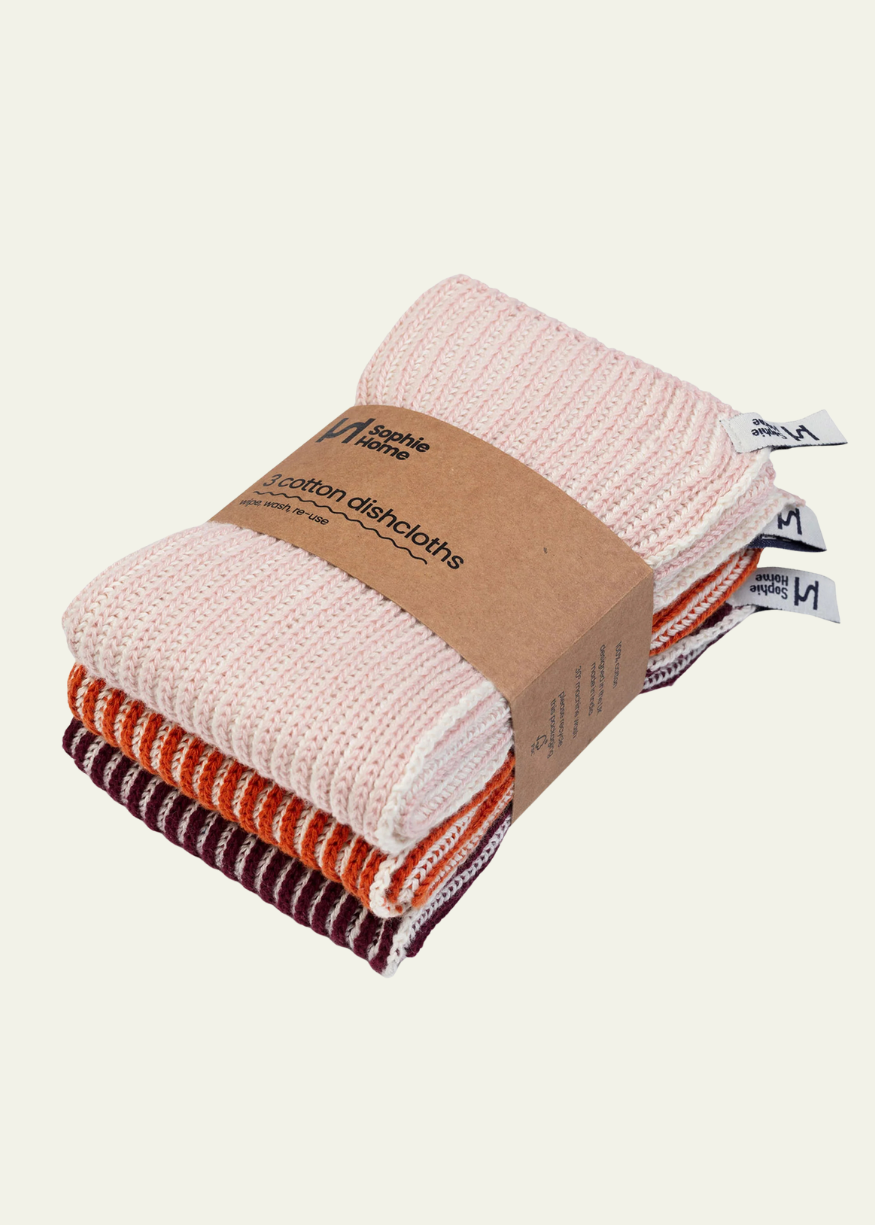 Reusable Ribbed Dishcloths: Orange