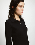 Rita Row Pike Ribbed Knit Button-Up Top