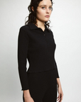 Rita Row Pike Ribbed Knit Button-Up Top