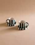 Striped Espresso Set, 4 Pieces - Forest Green