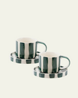 Striped Espresso Set, 4 Pieces - Forest Green