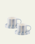 Striped Espresso Set, 4 Pieces - Light Blue