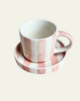 Striped Espresso Set, 4 Pieces - Rose Pink