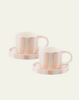 Striped Espresso Set, 4 Pieces - Rose Pink