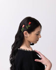 Winona Irene Red Rose Acetate Barrette Hair Clip Set