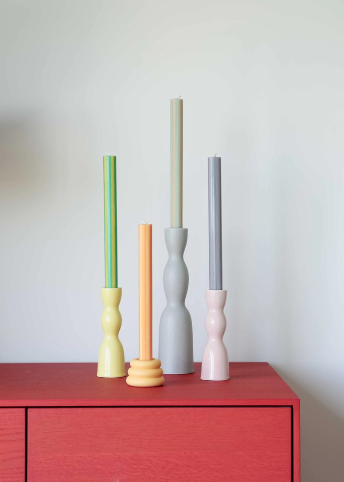 Yod & Co Stripe Dinner Candles - Stearin Wax - Mixed Soft Colours