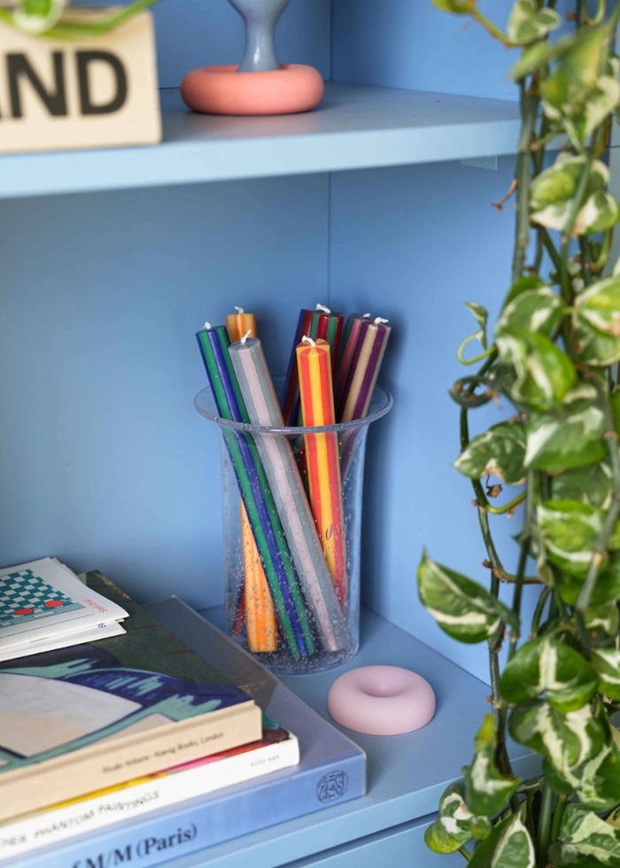 Yod & Co Stripe Dinner Candles - Stearin Wax - Mixed Soft Colours