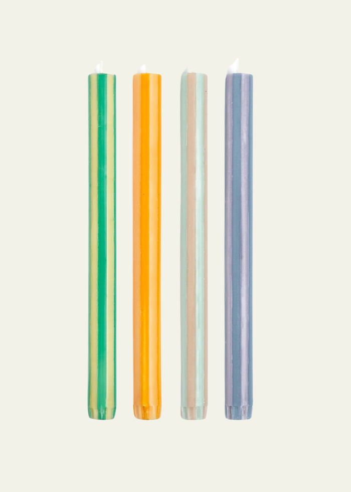 Yod & Co Stripe Dinner Candles - Stearin Wax - Mixed Soft Colours
