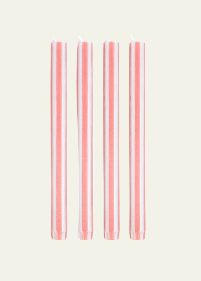 Yod & Co Stripe Dinner Candles - Stearin Wax - Pink & White
