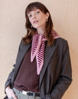 Merino Triangle Scarf in Pink Stripe