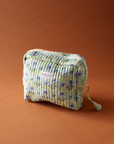 green Cotton Quilted Waterproof Wash Bag, Large