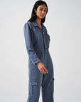 Seventy + Mochi Patch Pocket Indie Jumpsuit in Washed Denim
