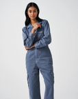 Seventy + Mochi Patch Pocket Indie Jumpsuit in Washed Denim