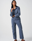 Seventy + Mochi Patch Pocket Indie Jumpsuit in Washed Denim