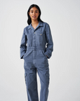 Seventy + Mochi Patch Pocket Indie Jumpsuit in Washed Denim