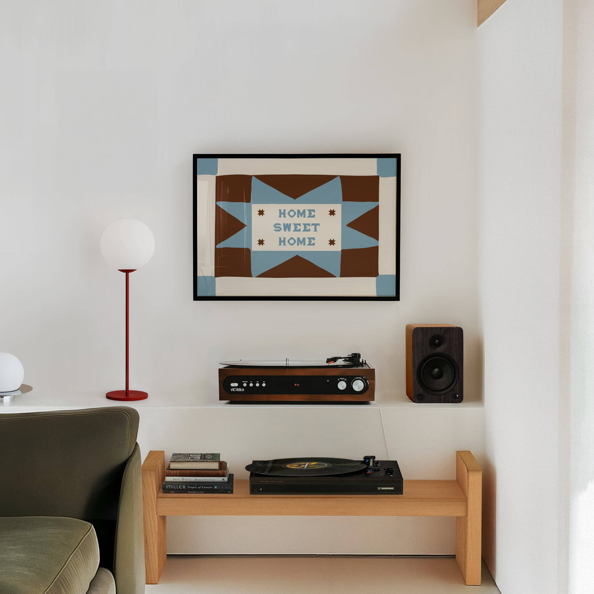Lune Club - Home Sweet Home Patchwork Print - Blue A3