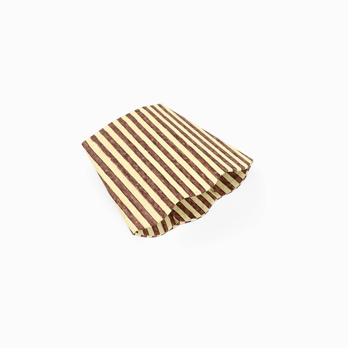 Block Printed Scalloped Pen Pot - Yellow & Brown Stripe