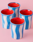 Ceramic Tumbler in Blue and White Stripes