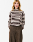 Maison Anana Pius Striped Roll Neck Jumper in Chocolate Stripe