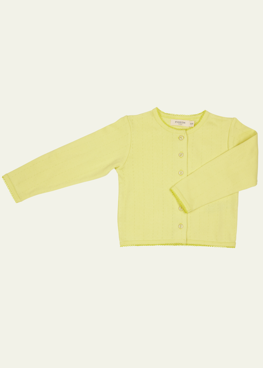 Pigeon Organics Cotton Pointelle Cardigan, Lemon