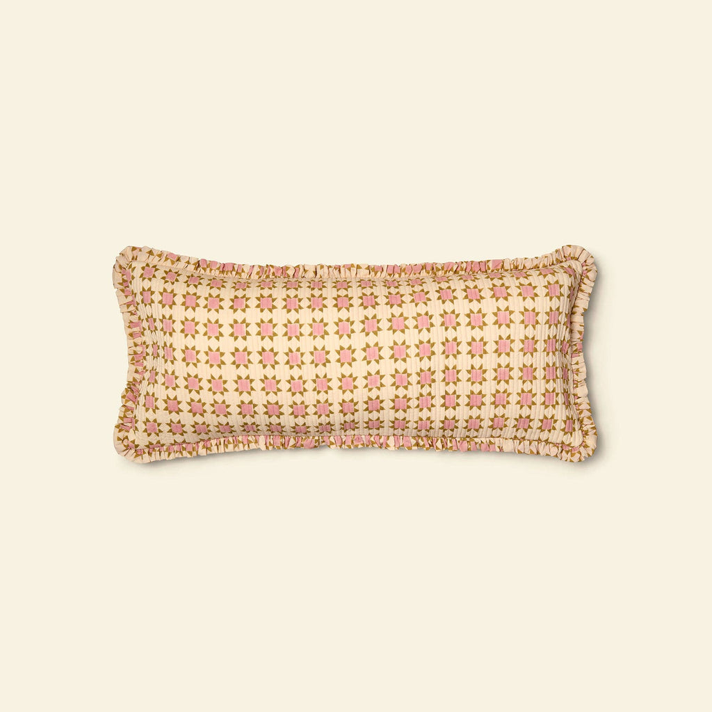YONDER. quilted frill bolster cushion cover, Prairie Honey, large