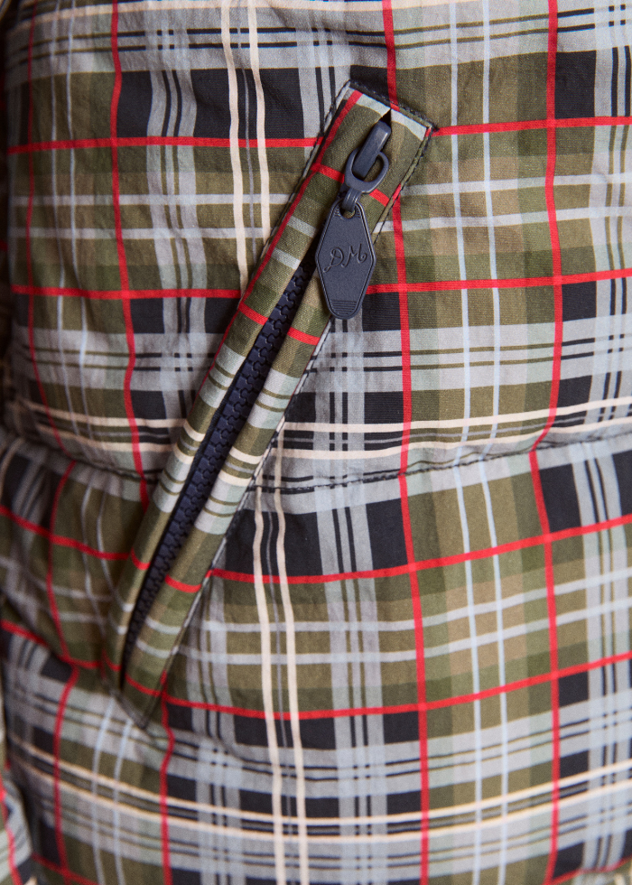 Damson Madder Pearl Hooded Puffer - Multi Check