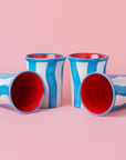 Ceramic Tumbler in Blue and White Stripes