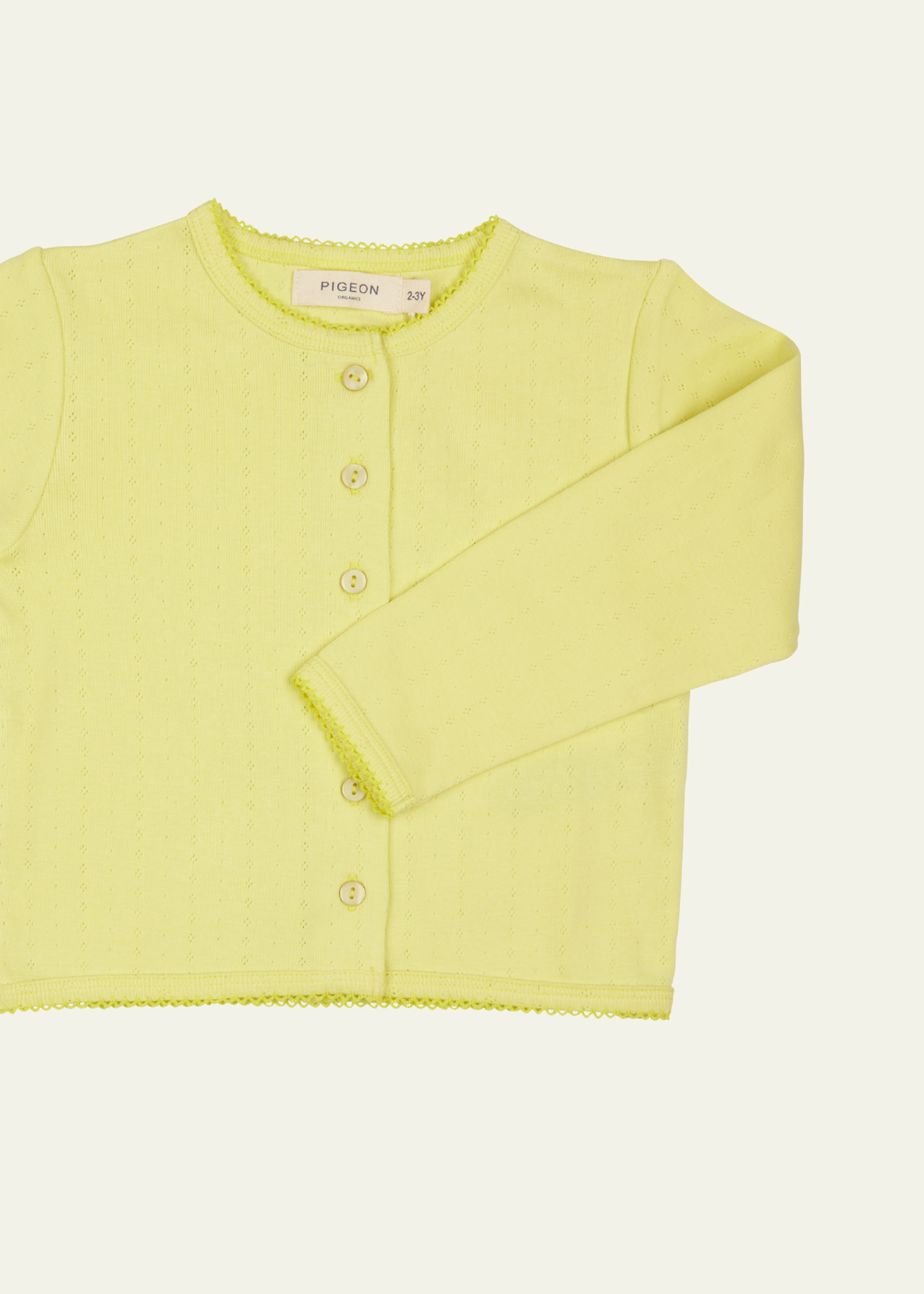 Pigeon Organics Cotton Pointelle Cardigan, Lemon