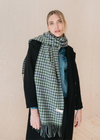 TBCo Lambswool Oversized Scarf in Olive Houndstooth