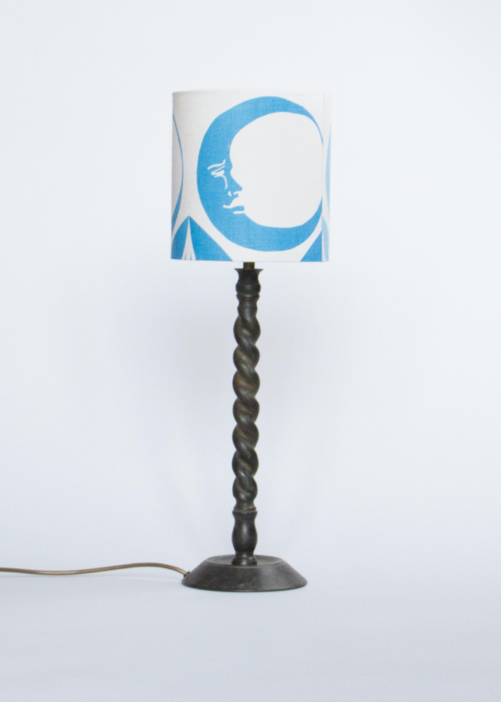 Three Moons Screen Printed Linen Lampshade — Blue, by Jessie De Salis