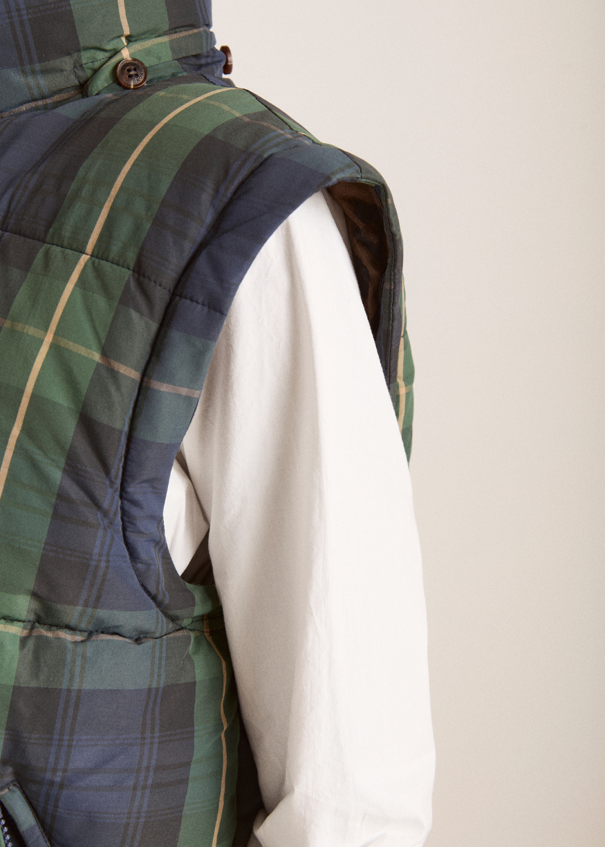 Damson Madder Pearl Hooded Puffer - Navy Check
