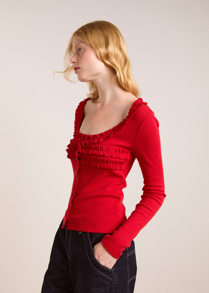 Damson Madder Varsha Cardigan - Cherry Red