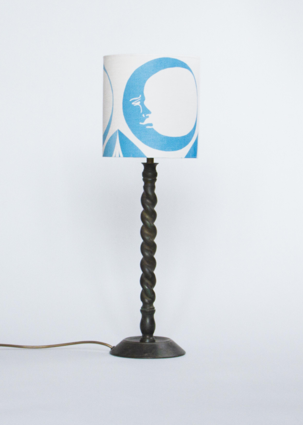 Three Moons Screen Printed Linen Lampshade — Blue, by Jessie De Salis