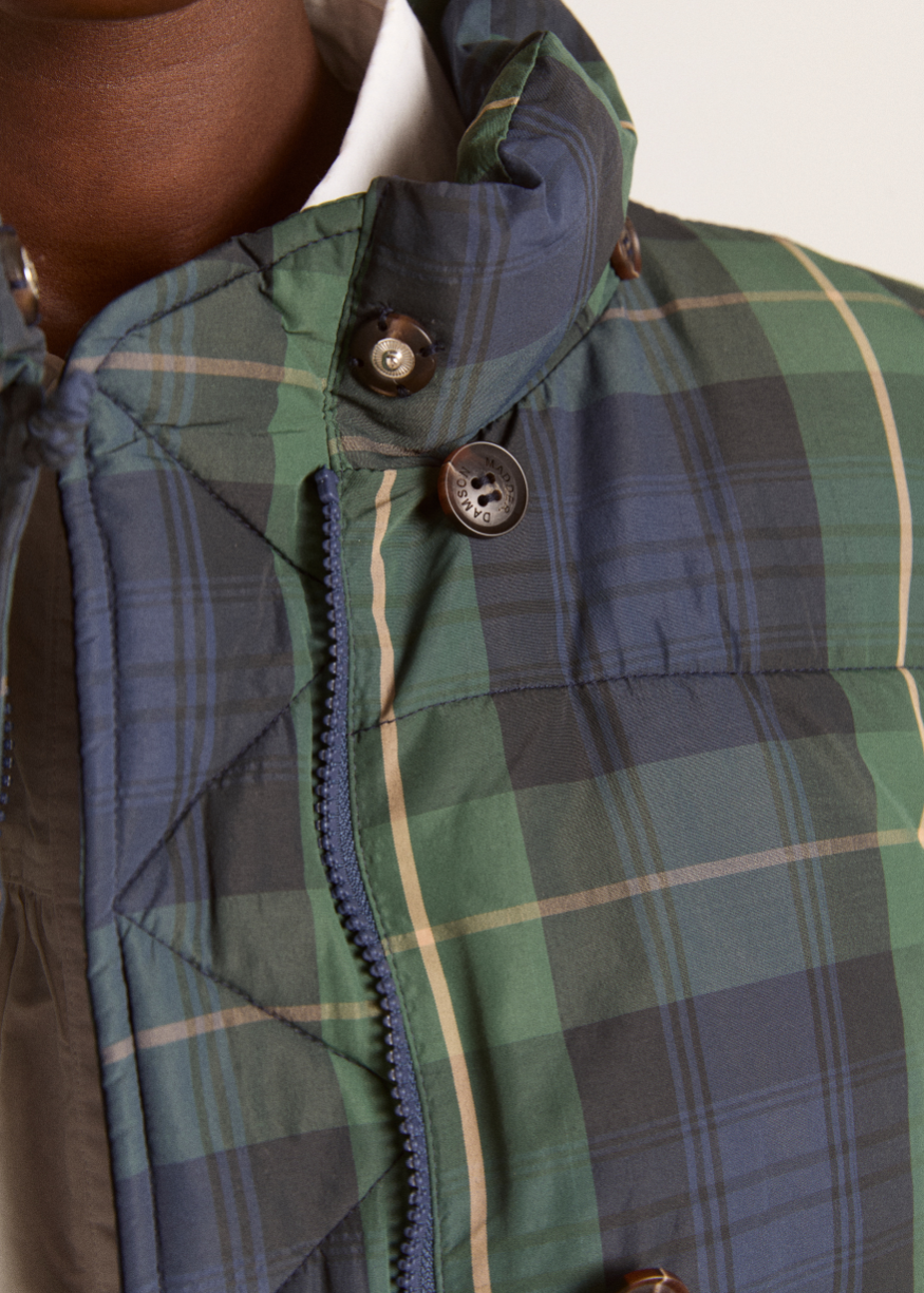 Damson Madder Pearl Hooded Puffer - Navy Check