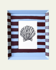 Blue & Burgundy Striped Scallop Original Artwork by Ley Lines