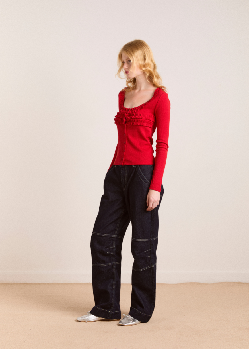 Damson Madder Varsha Cardigan - Cherry Red