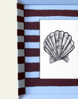 Blue & Burgundy Striped Scallop Original Artwork by Ley Lines