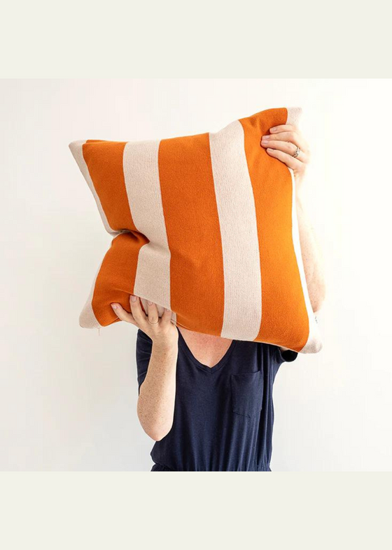 Sophie Home Enkel Striped Cushion Cover: Burnt Orange