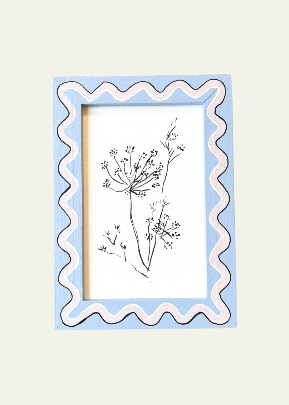 Blue &amp; Pink Wiggle Wildflower Original Artwork by Ley Lines