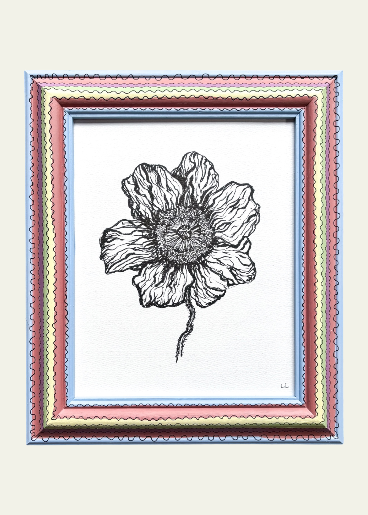 Multi Striped Poppy Original Artwork by Ley Lines
