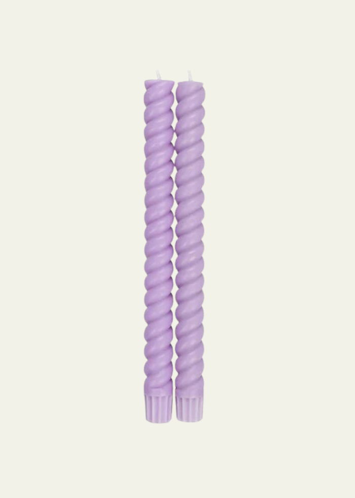 Verbena Mauve Spiral Dinner Candles, 2 Per Pack