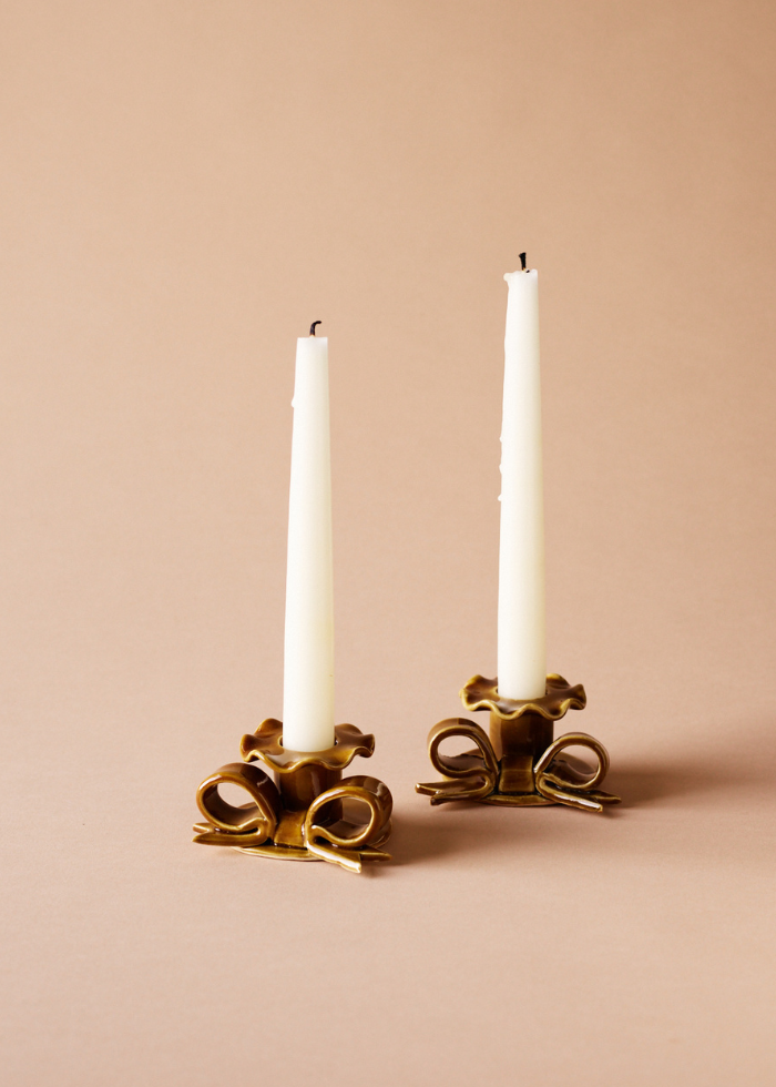 Bow Ceramic Candlestick