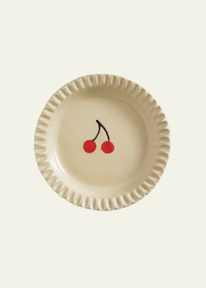 Sweet Cherrypie Ceramic Plate by lorraine Robbins