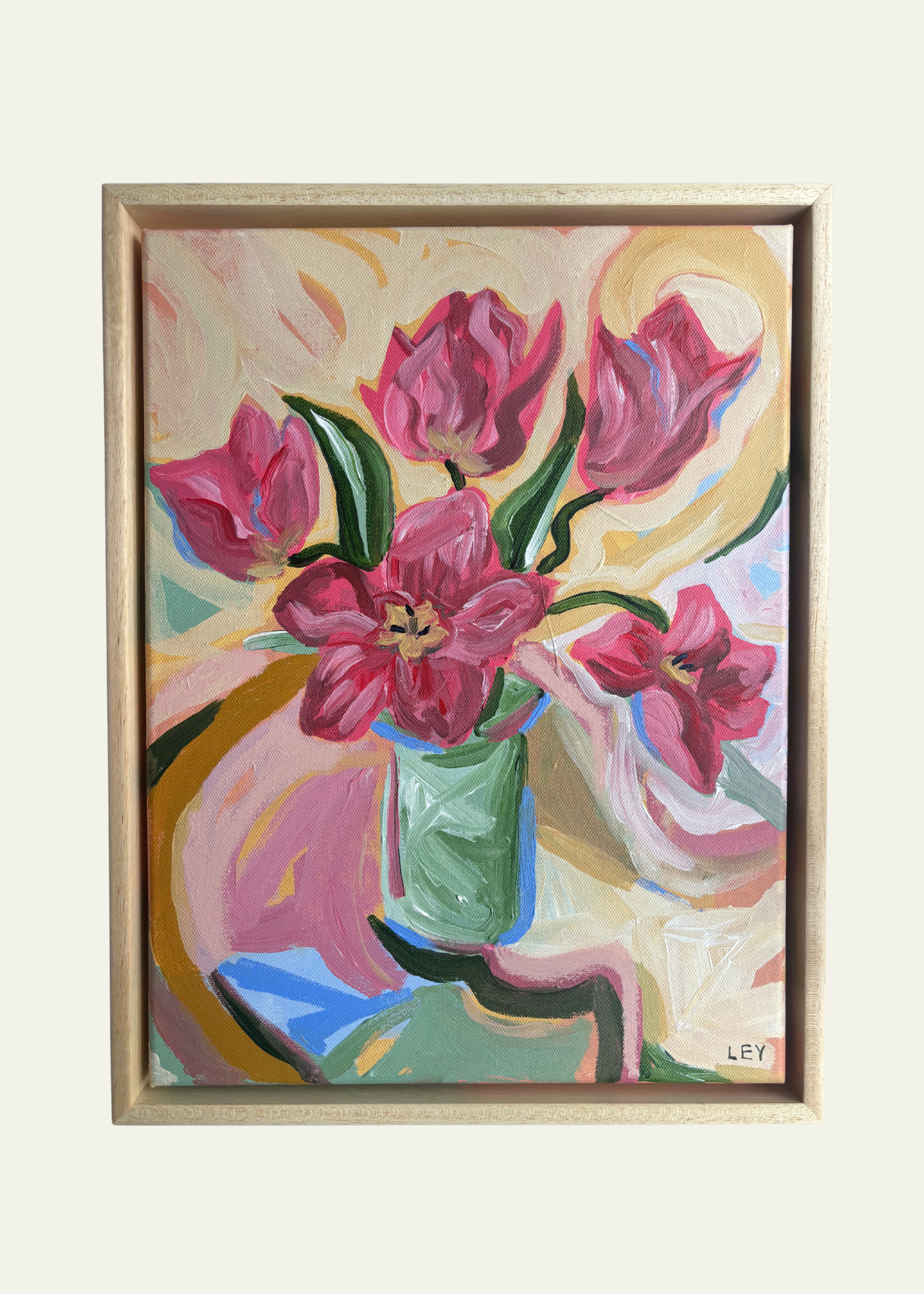 'Pink Tulips' Original Artwork by Ley Lines