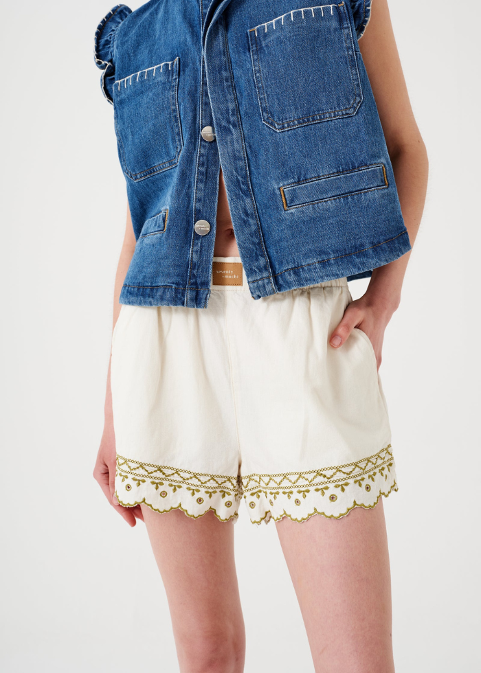 Seventy + Mochi Sophie Short in Ecru Denim