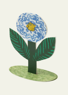  Hadley Paper Goods Blue Flower Stand-Up Greetings Card