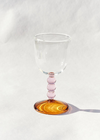 Hand Blown Circle Stem Wine Glass in Pink/Amber